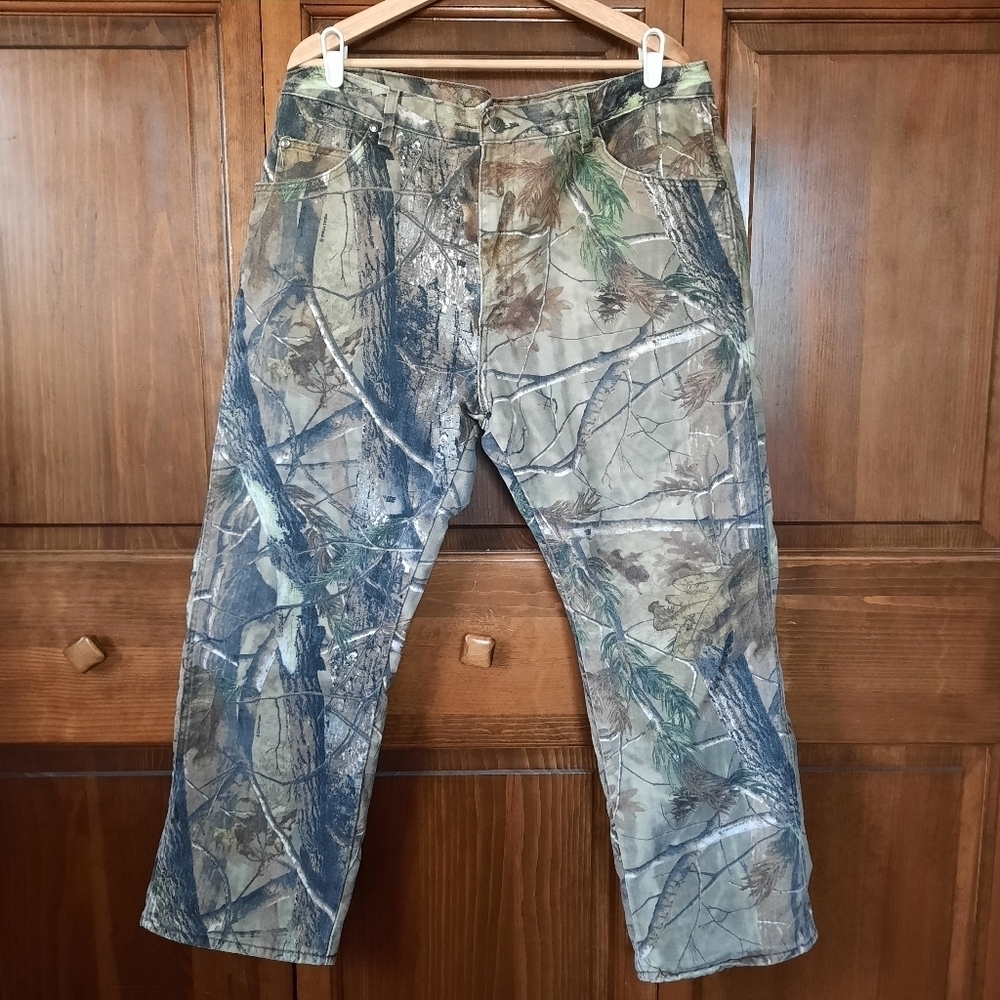 Wrangler Pro Gear RealTree Camo Quilt Lined Hunting Denim Jeans PG200AP 38×30